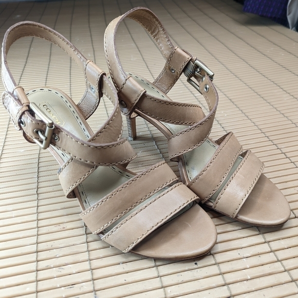 Coach "Rapture" Open Toe criss cross brown leather strap Slingback Sandal Shoe S - Picture 3 of 10